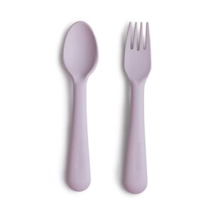 Σετ κουτάλι κ πιρούνι Mushie Soft Lilac