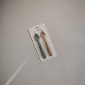 Mushie Silicone Feeding Spoons 2-Pack - Blush/Shifting Sand - Image 4