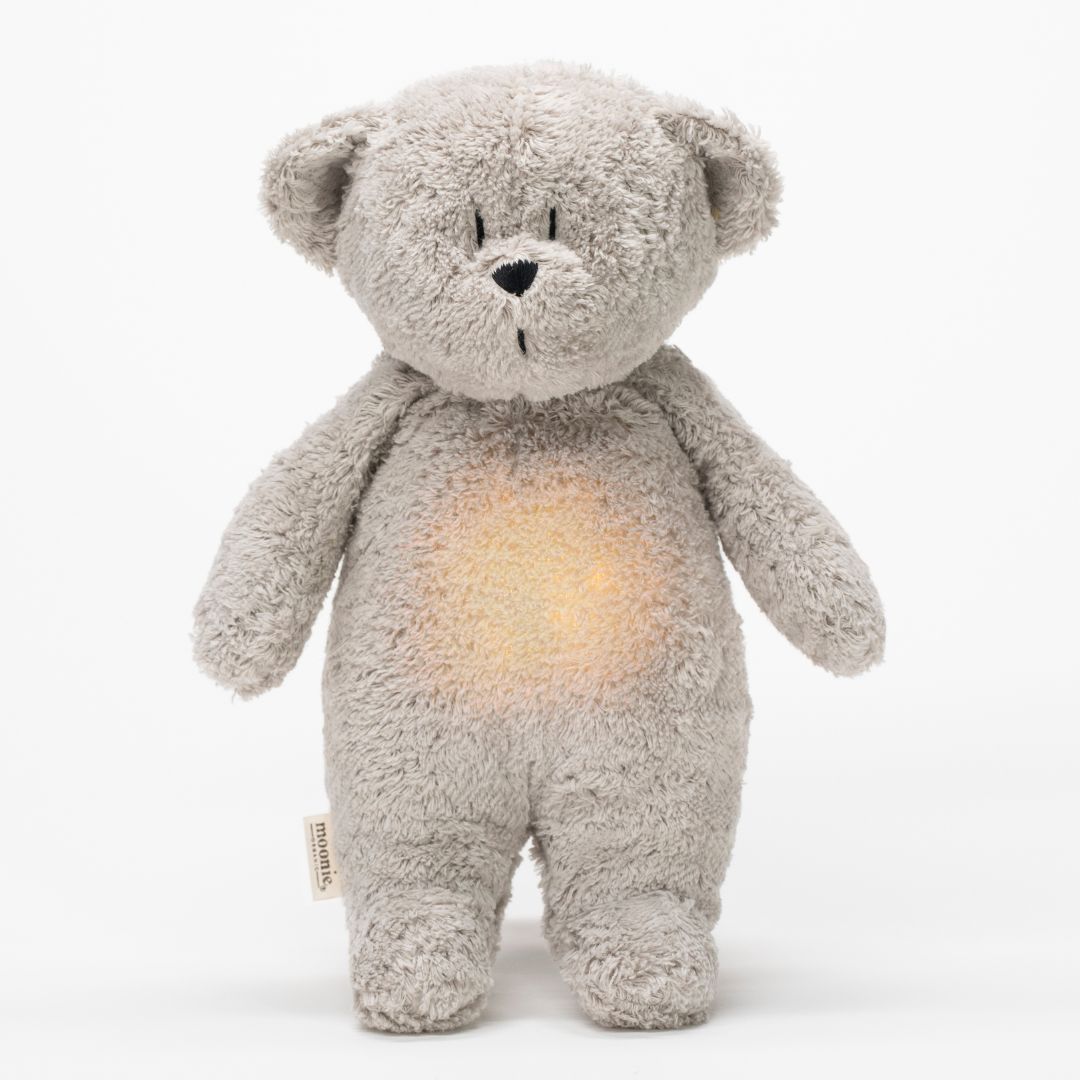 MOONIE Επαναφορτιζόμενο βοήθημα ύπνου με αισθητήρα κλάματος από οργανικό βαμβάκι Gray