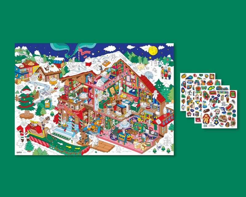 Αφίσα γίγας με αυτοκόλλητα Εργαστήρι Χριστουγέννων 100x70 OMY - Image 2