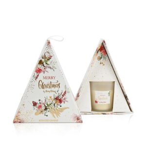 Κερί χριστουγεννιάτικο τριγωνικό berries and flowers 60gr