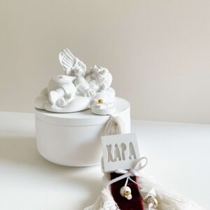 Αρωματικό Κουτάκι Κερί Στρογγυλό Μεγάλο Αγγελάκι Στο Σύννεφο Κοιμάται-Χαρά