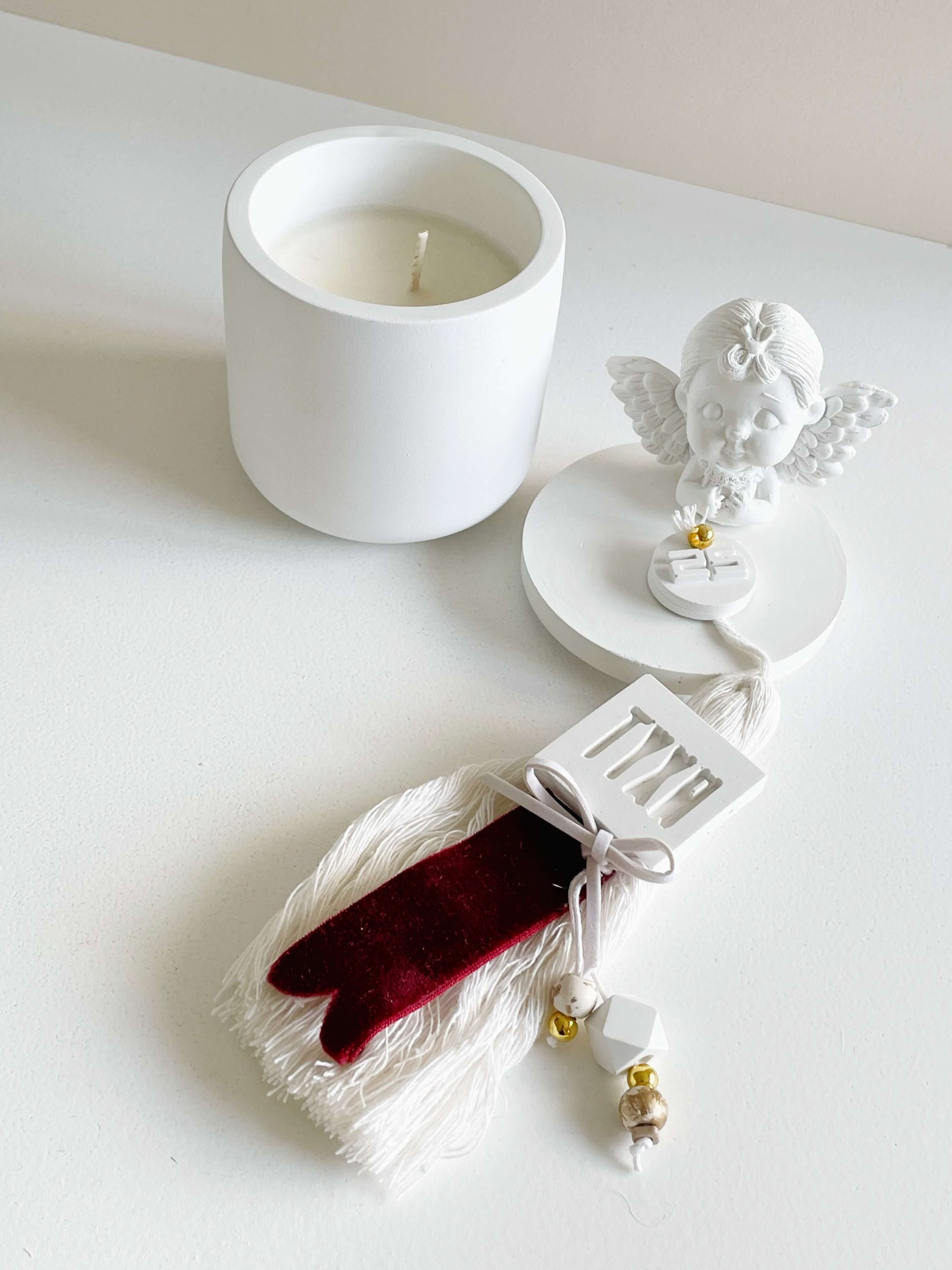 Αρωματικό Κουτάκι Κερί Στρογγυλό Ψηλό Αγγελάκι Μαλλιά Φιόγκο – Τύχη - Image 2