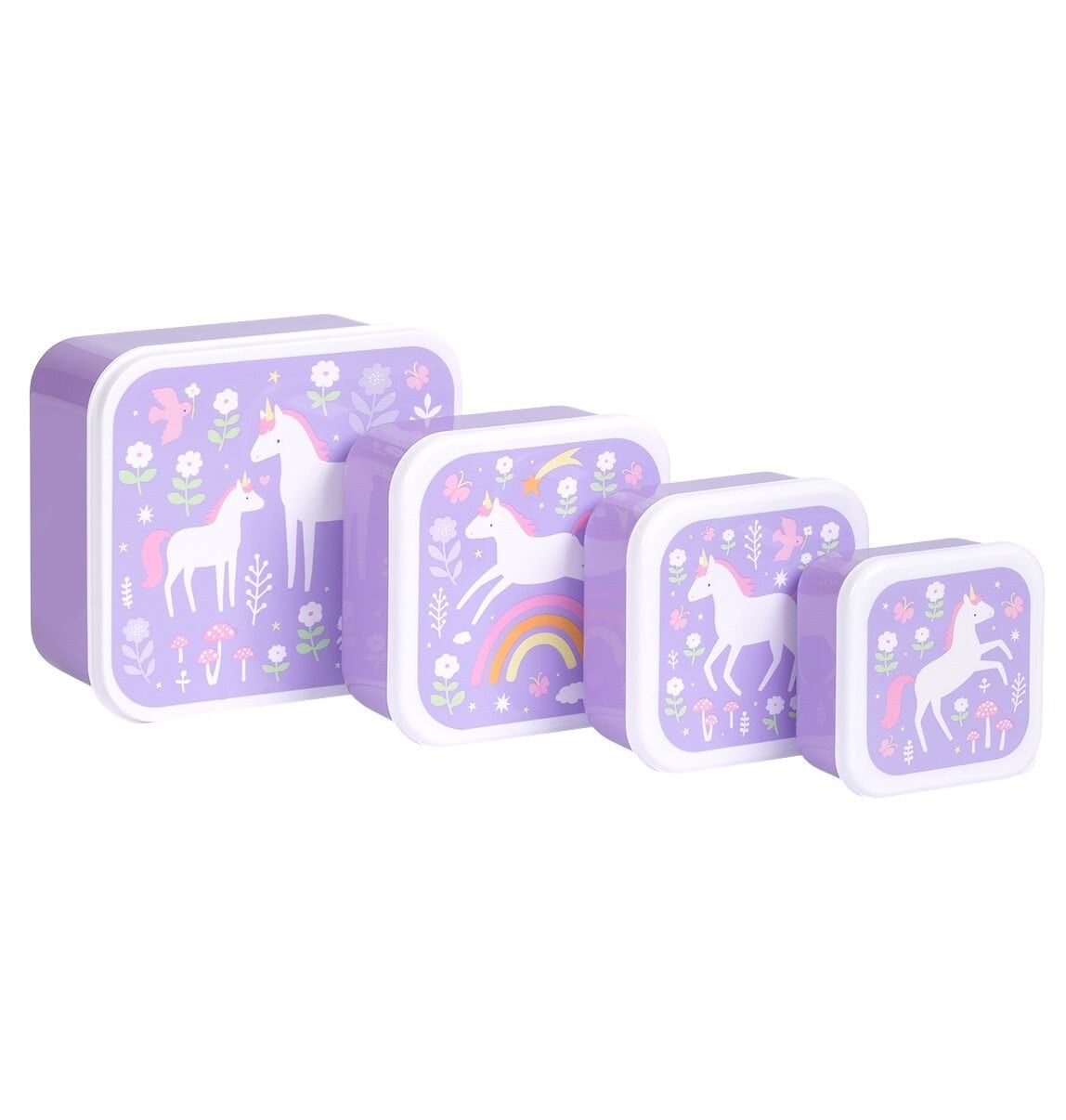 A little lovely company Σετ 4 δοχεία φαγητού Lunch & Snack Box Unicorn Dreams