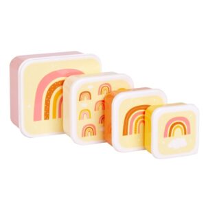 A little lovely company Σετ 4 δοχεία φαγητού Lunch & Snack Box Rainbows
