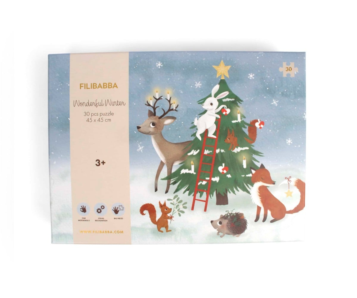 Filibabba Puzzle with 30pcs Wonderful Winter Forest Friends