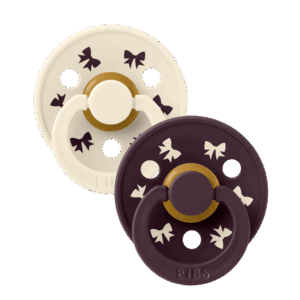 BIBS COLOUR ΣΕΤ ΠΙΠΙΛΕΣ 2ΤΜΧ BOW IVORY PLUM ΣΤΡΟΓΓΥΛΗ No1