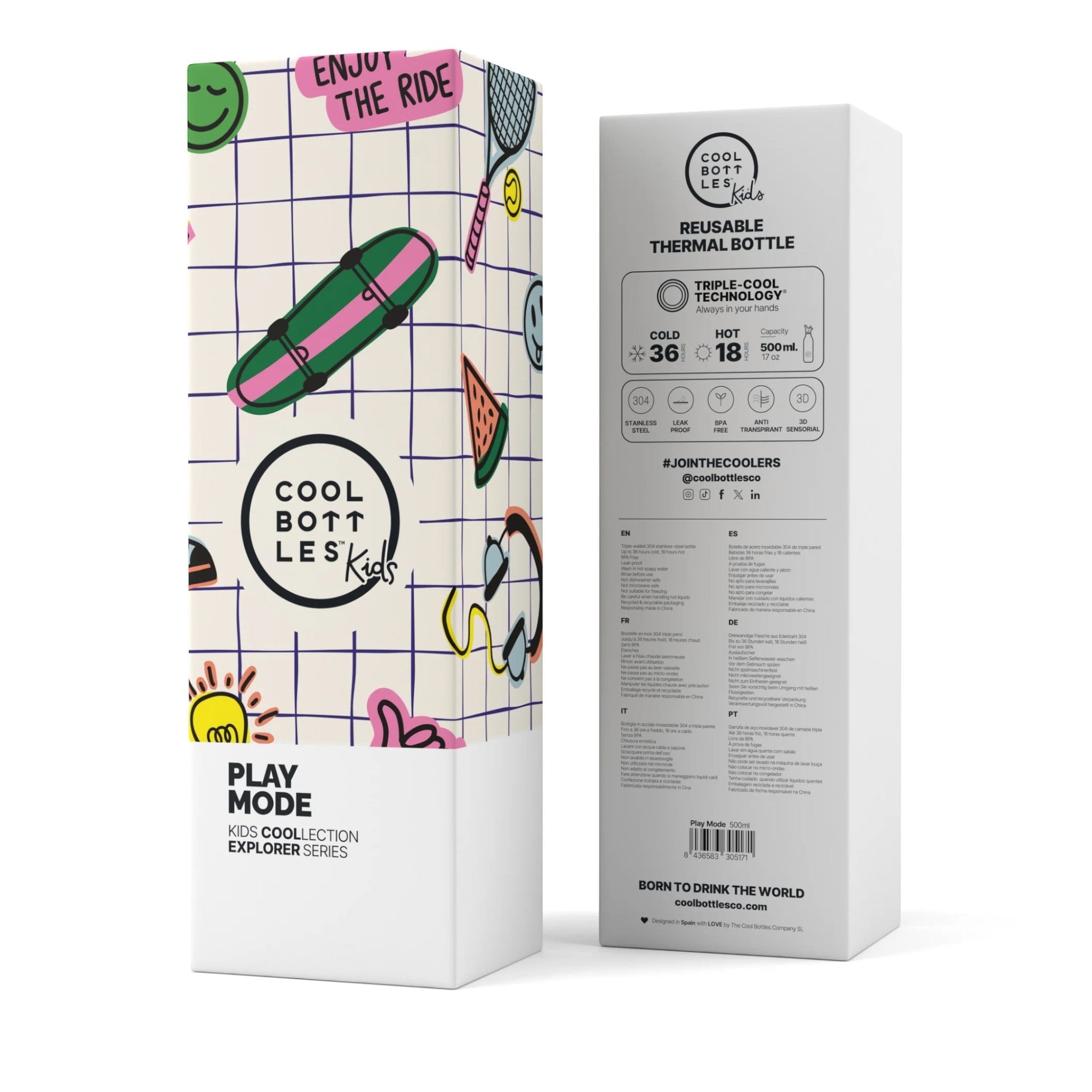 COOL BOTTLES Ανοξείδωτο παιδικό μπουκάλι Play Mode 500ml - Image 3