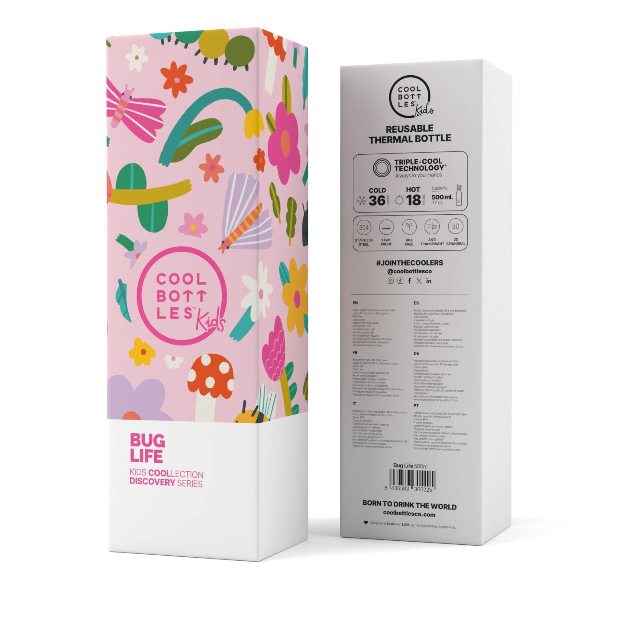 COOL BOTTLES Ανοξείδωτο παιδικό μπουκάλι Bug Life 500ml - Image 3