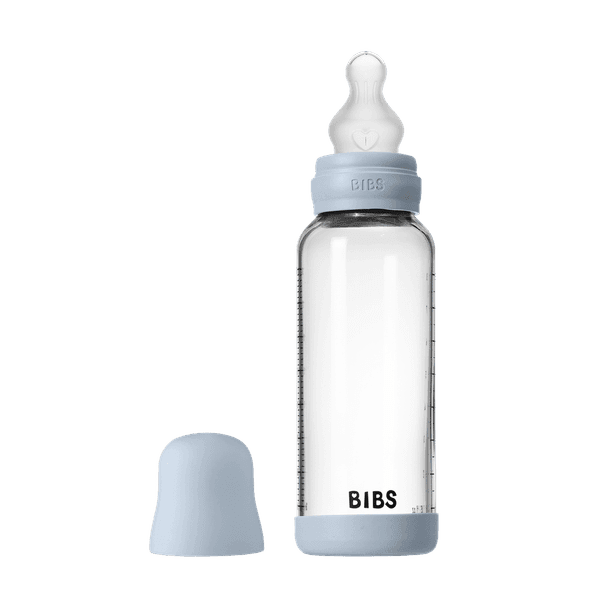 BIBS ΓΥΑΛΙΝΟ ΜΠΙΜΠΕΡΟ 240ml – SILICONE- BABY BLUE