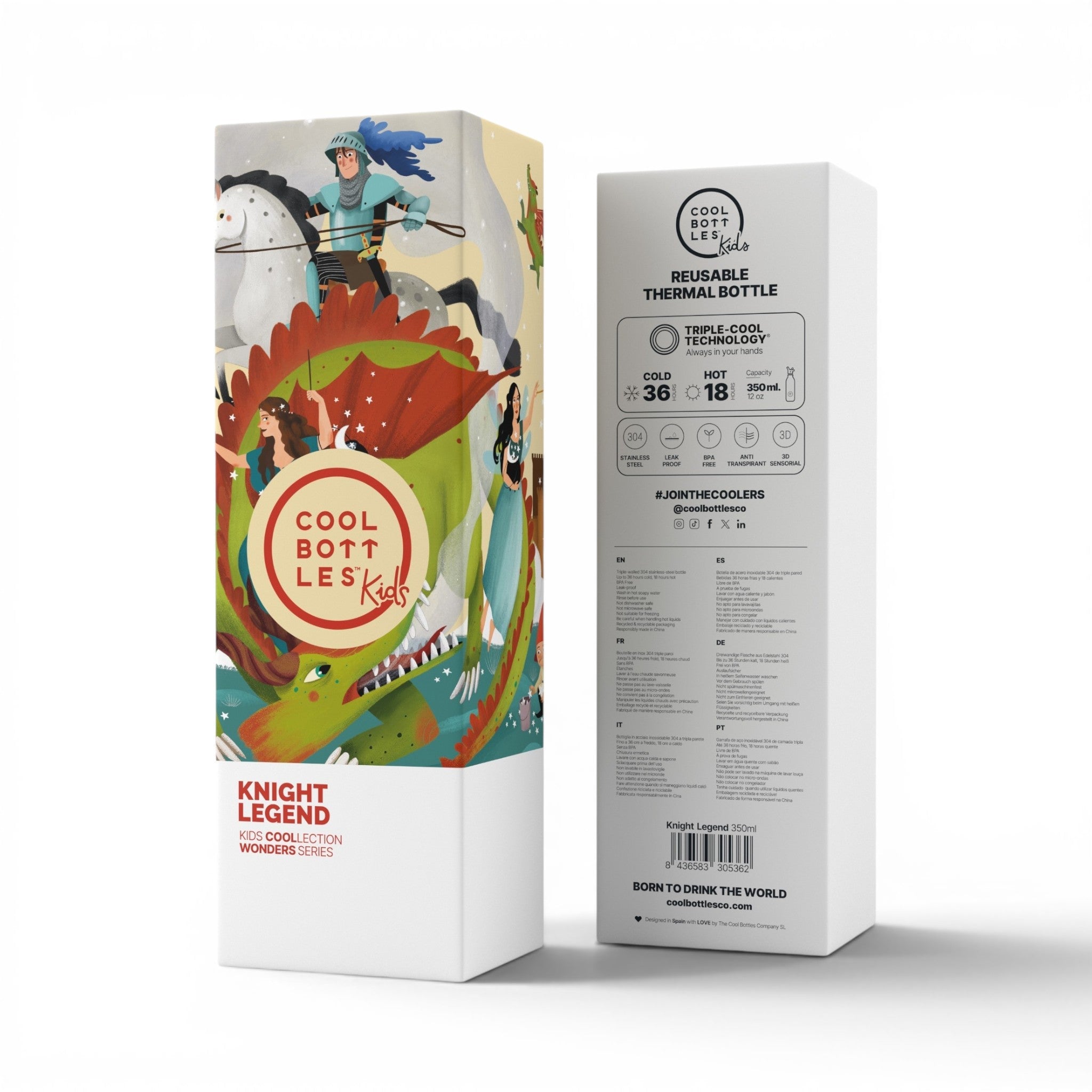 COOL BOTTLES Ανοξείδωτο παιδικό μπουκάλι Knight Legend 350ml - Image 4