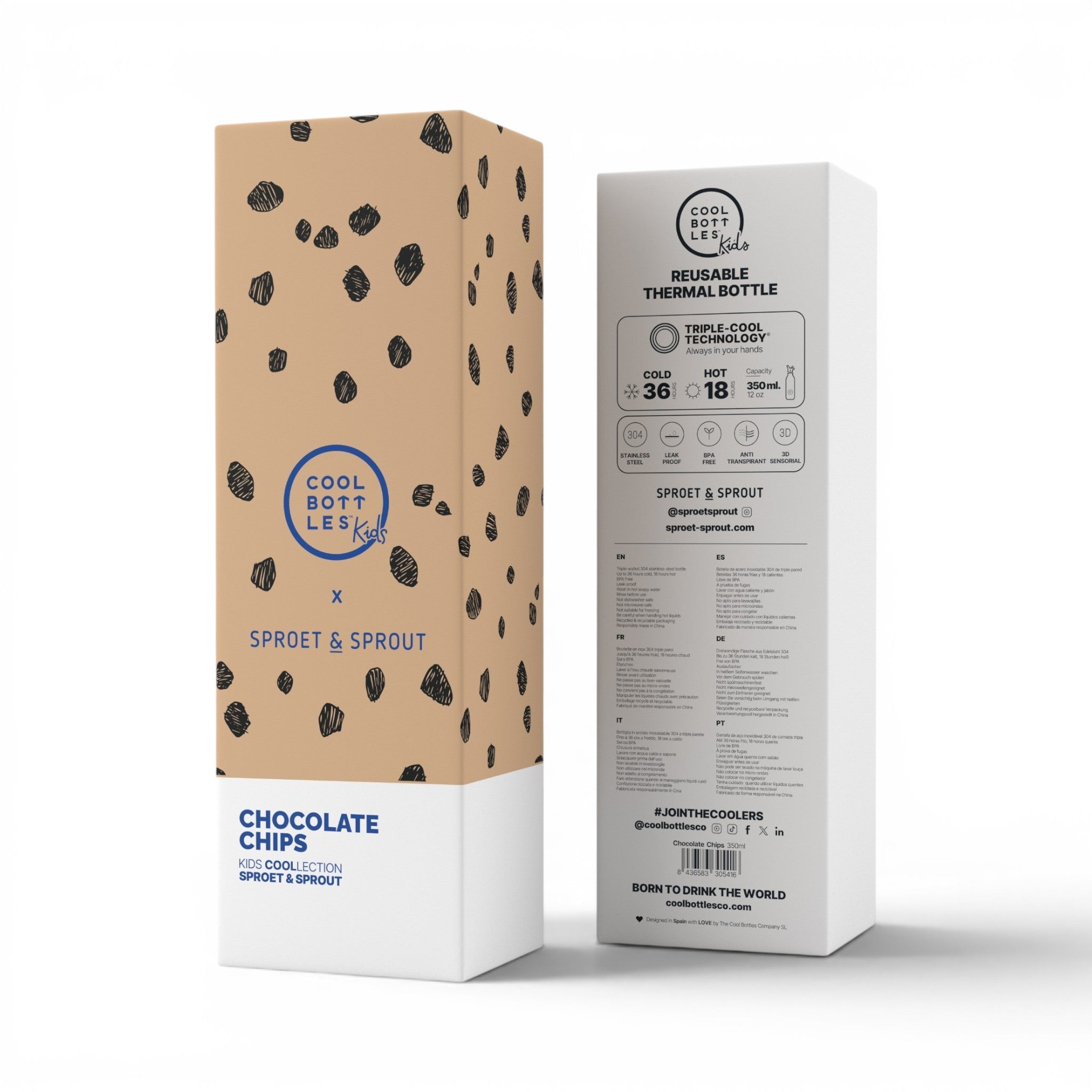 COOL BOTTLES Ανοξείδωτο παιδικό μπουκάλι Chocolate Chips 350ml - Image 4