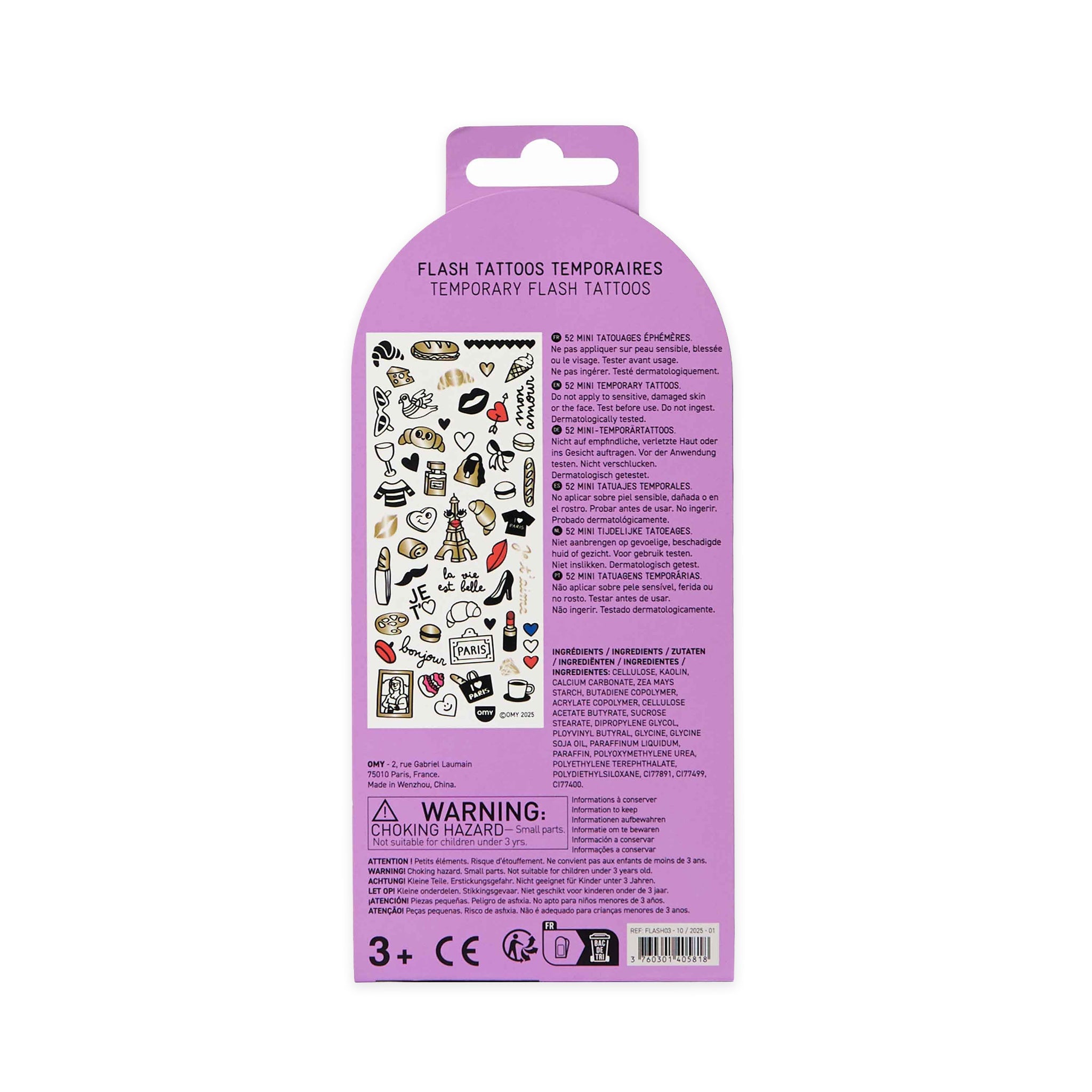 OMY Αυτοκόλλητα flash tattoos I love Paris - Image 5